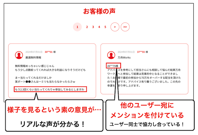 ビッグボートのお客様の声