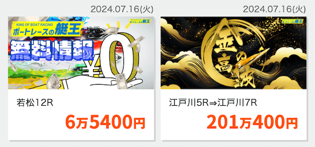 ボートレースの艇王の的中実績（2024年7月16日）