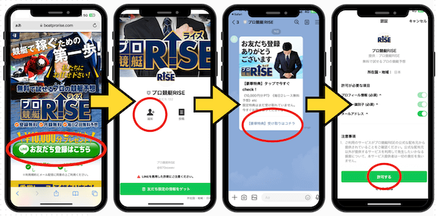 プロ競艇ライズの登録方法