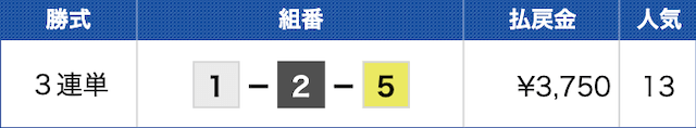 津11Rの結果（2024年05月30日）