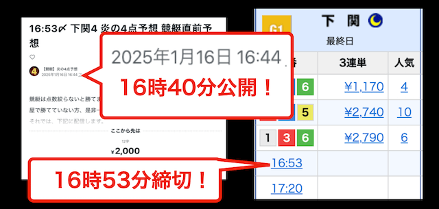 note競艇予想の直前情報